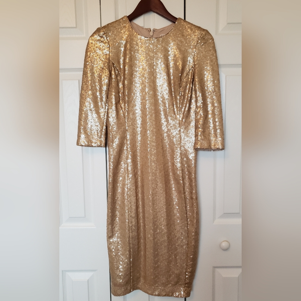 Eva Mendes for New York and Company Gold Sequin dress